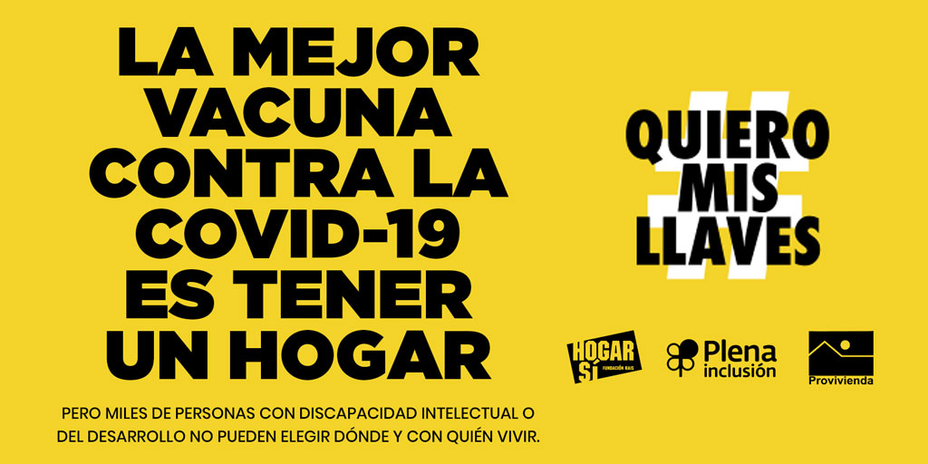 Cartel con el texto "La mejor vacuna contra el COVID es tener un hogar"