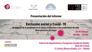Cartel promocional de la presentación del Informe "Exclusión social y COVID-19".